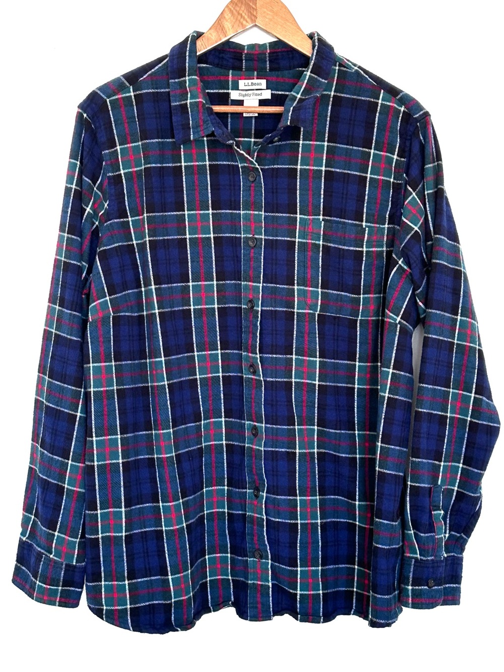 L.L.Bean Plus Flannel Shirt Women’s 2X Plaid Cotton Button front Long Sleeve Top